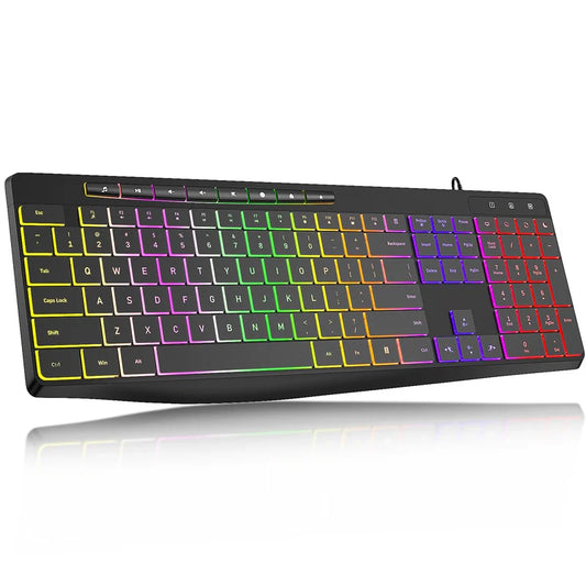 New Wired Light Backlit RGB Mute Keyboard  Desktop Notebook Home Business For Office Ultra Thin USB office home