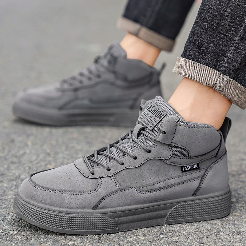 Breathable men's casual shoes, skate shoes, mid-top men's shoes, breathable and versatile sports shoes, suitable for wearing all