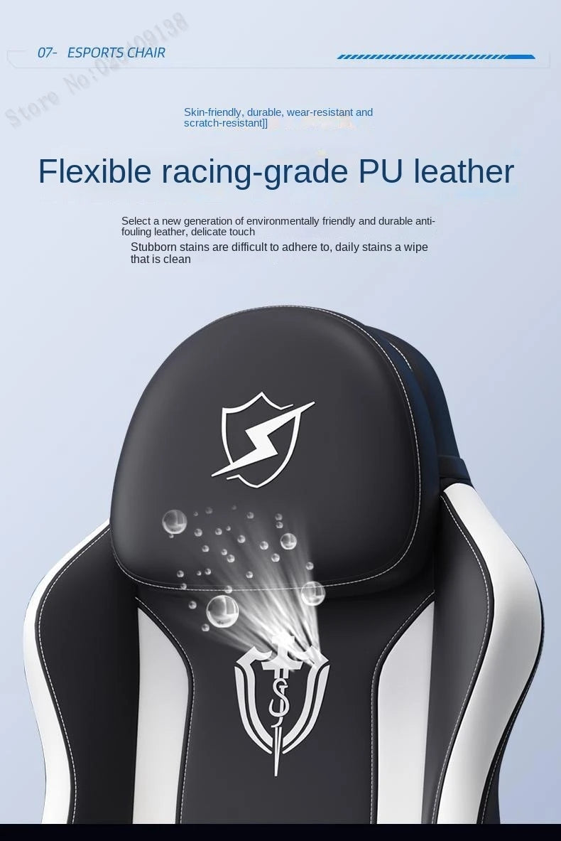 Gaming Chair with Latex Seat Cushion, Four-stage Pneumatic Cylinder, Removable Dual Headrest Adjustable Backrest, Office Chair
