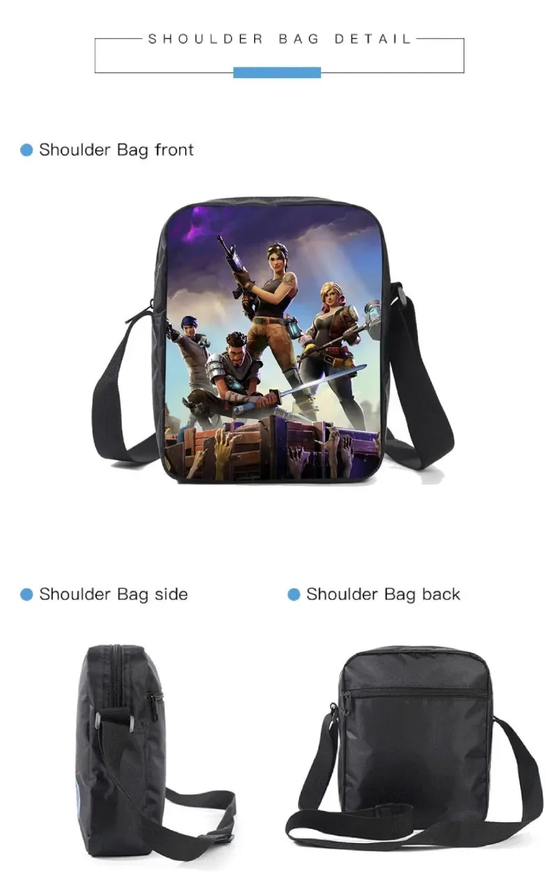 Mochila Fortnited 3PCS para Rapazes, Victory Game, 16 Polegadas, Resistente à Água, Mochila Pré-Escolar, Mochilas Escolares Fixes para o Ensino Básico