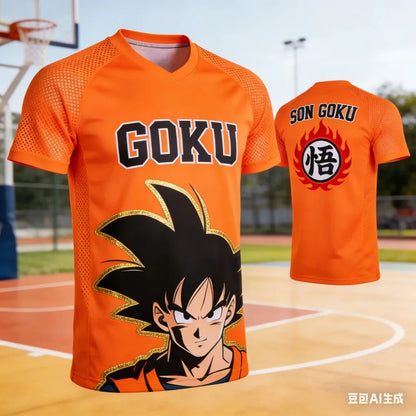 2026 Summer Dragon Ball Goku Classic Anime Men's 3D Printed Breathable Casual T-shirt Family Unisex Kids Sports Football Jersey