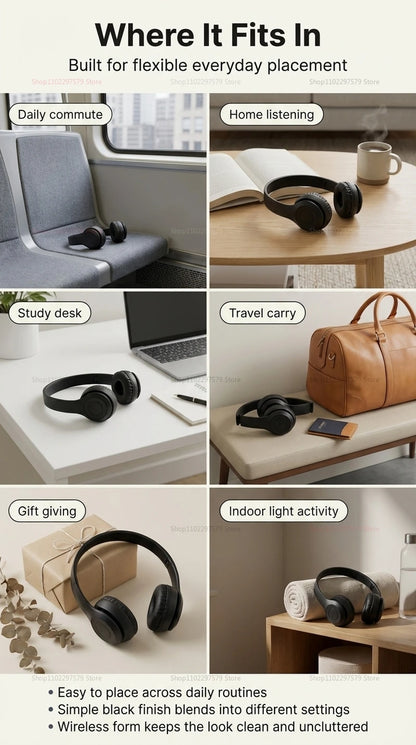 Bluetooth 5.0 Wireless Headphones, Foldable Over-Ear Headset, HiFi Stereo Sound, Soft Skin-Friendly Earmuffs
