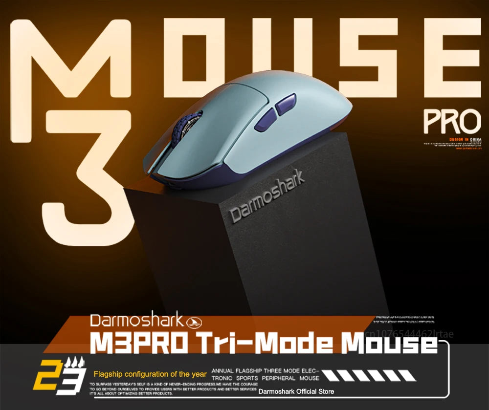 Darmoshark M3Pro gamingmus 2.4G BT trådlös tri-mode PAW3395-sensor N52840 26000DPI för stora händer makrodrivrutin mus för gaming