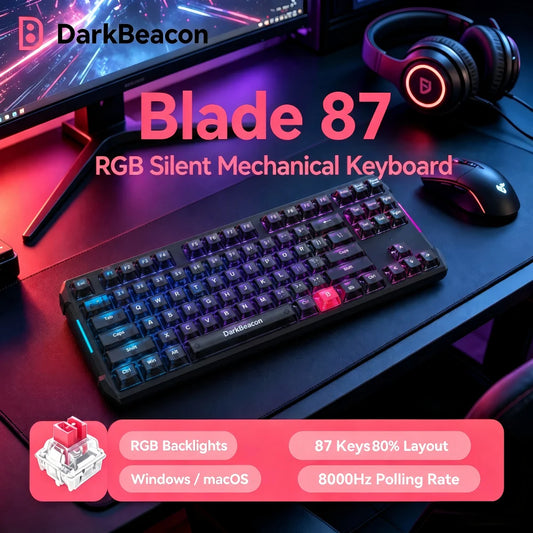 DarKBeacon RGB 87 Keys Compact TKL Keyboard USB Wired Hot-Swappable Silent Mechanical Keyboards for Windows Laptop PC Game Work
