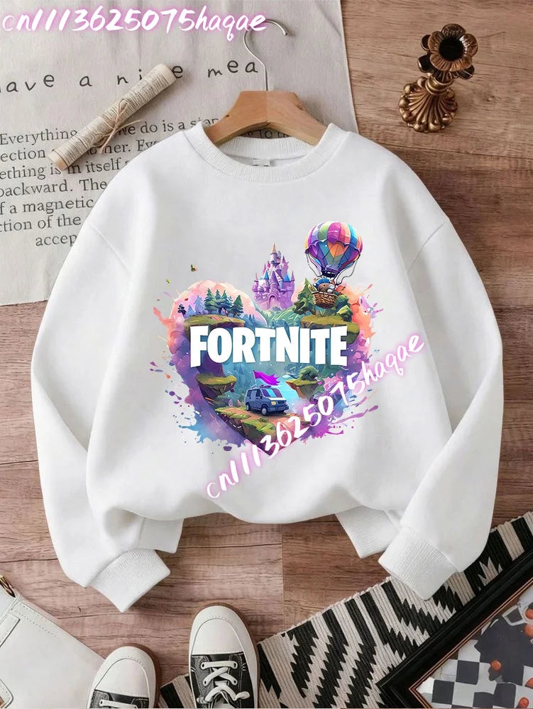 Fortnites Series Kinder-Sweatshirts, trendige Langarm-Pullover für Jungen und Mädchen, Herbst/Winter, Cartoon-Kinderkleidung, Geburtstagsgeschenke