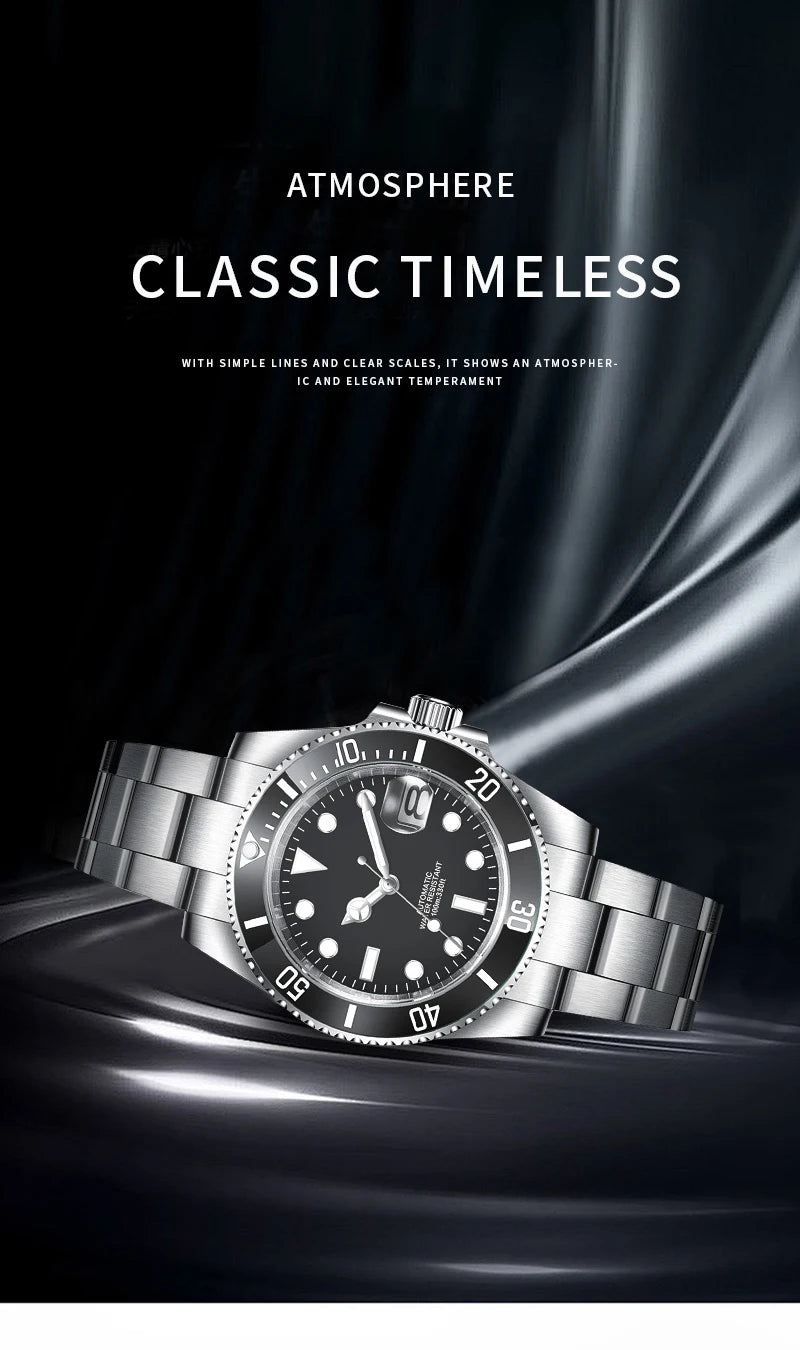 Customized Logo Reloj Men's Mechanical Automatic Wristwatch NH35 Movement 40mm Dial 100M Waterproof Sapphire Glass DIY Corgeut