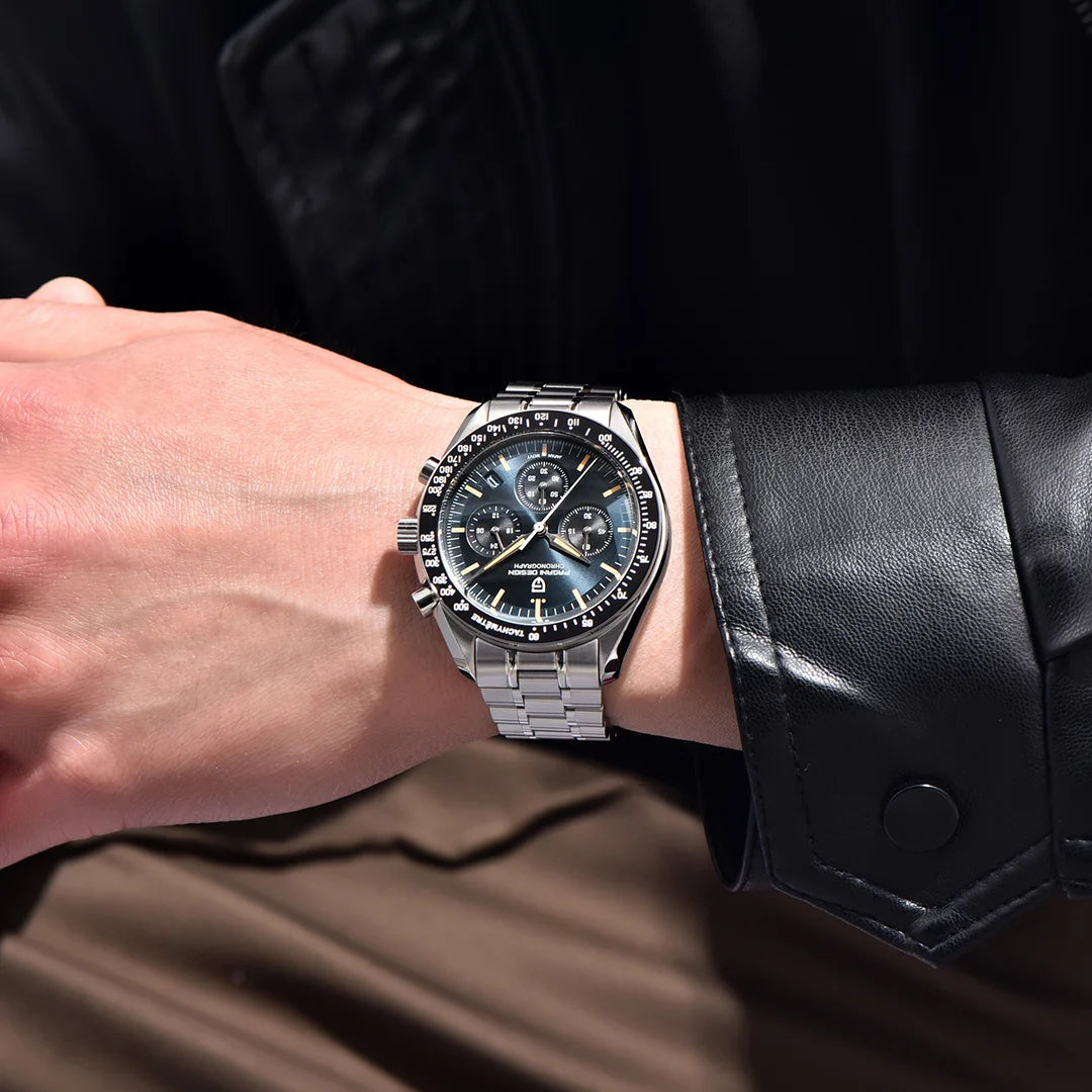 PAGANI DESIGN 2026 New Moon Watch Retro Luxury Quartz Watches For Men Stainless steel Luminous waterproof Sport Chronograph Man