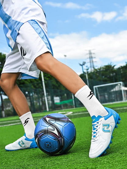 Low-top, studded soccer shoes, unisex, TF and FG, slip-resistant and wear-resistant, available in 4 colors to choose from.