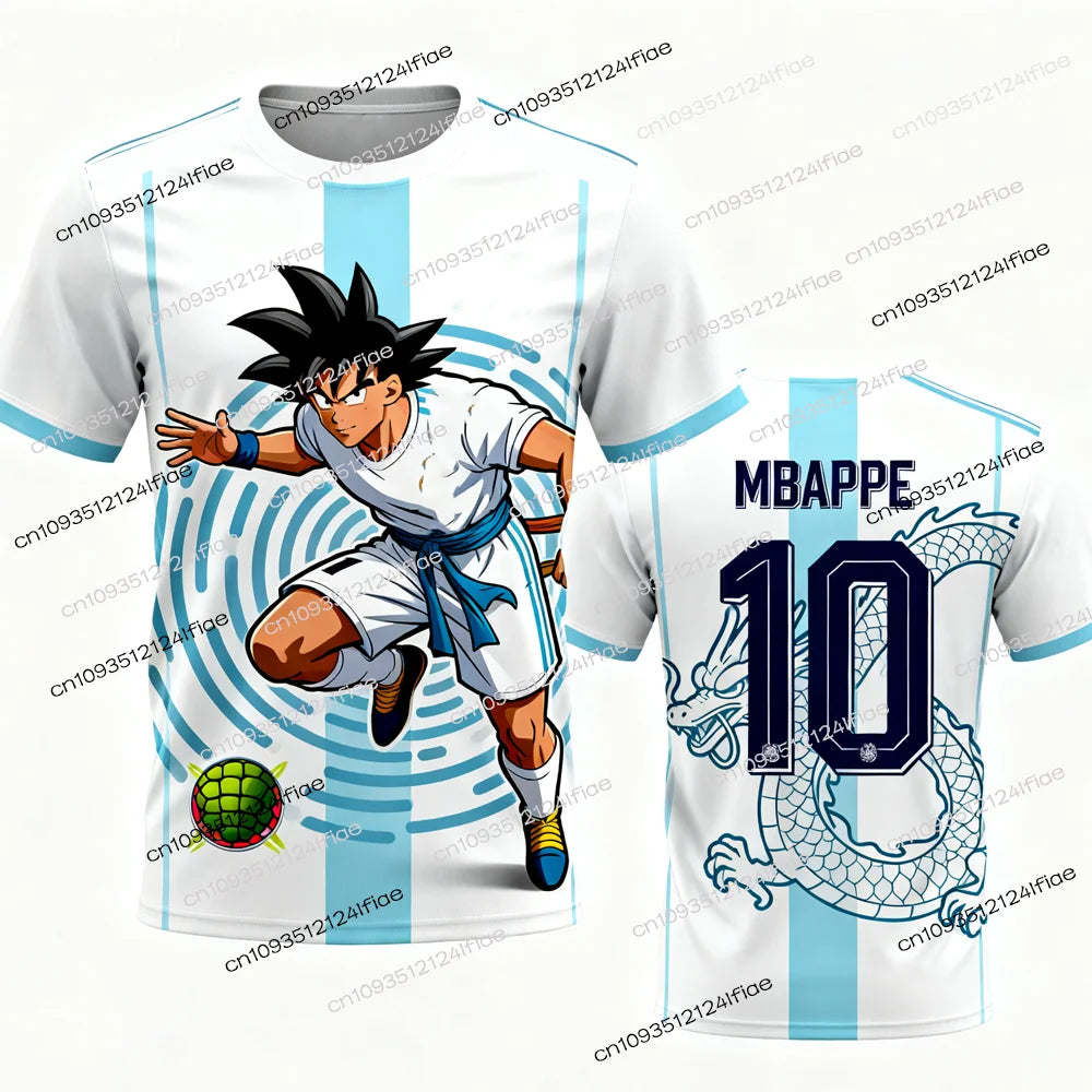 2026 Summer New Adult Men's Dragon Ball Goku 3D Printed Football Jersey T-Shirt Kids Anime T-Shirt Special Football Jersey NO.10