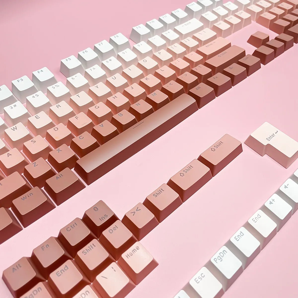 130 Keys Gradient Lucky Red RGB Backlit Shine Through Keycaps OEM Profile Double Shot PBT Keycaps for MX Switches Gamer Keyboard