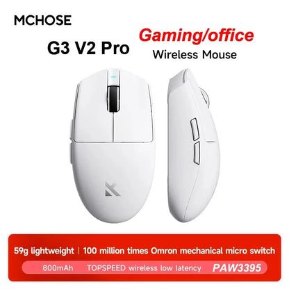 Bezdrátová e-sportovní myš MCHOSE G3 V2 Pro, lehká, tři režimy, Bluetooth, PAW3395, vysoký výkon, 800mAh, pro hry i kancelář, 59g myš