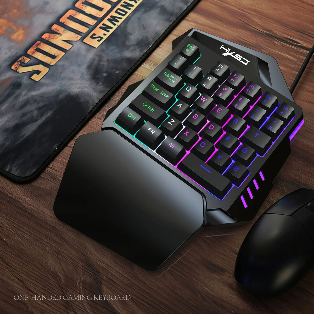 Ergonomic One-Handed Gaming Keyboard, 35-Key Compact Design, RGB Lighting, USB Powered, Thin Film Keys for Enhanced Gaming