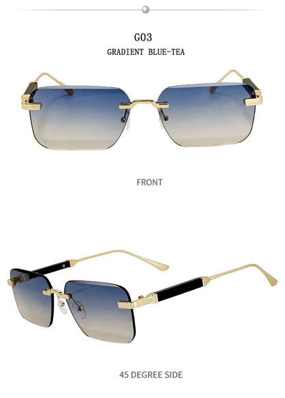 Čtvercové sluneční brýle pro ženy, trendy vintage designové bezrámové sluneční brýle pro muže, módní brýle na dovolenou, Lentes De Sol Mujer