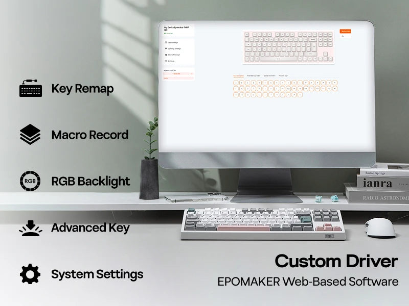 ISO-UK-Layout EPOMAKER TH87 TKL-Layout kabelgebundene/BT/2.4Ghz kabellose mechanische NKRO-Tastatur mit 10000mAh-Akku & RGB-Beleuchtung