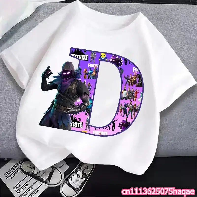 New Fortnites Kids T-shirts Cartoon Letter Graphic T-shirts Boys Girls Summer Casual Sports Short Sleeves Tops Children Clothing