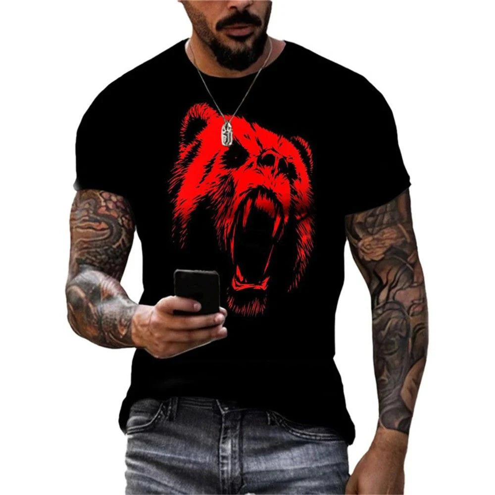 Summer Wolf Animal 3D Print T-Shirts Men Women Hip-hop Short Sleeve T Shirt Casual Oversized Harajuku Y2K Tops Tees Men Clothing