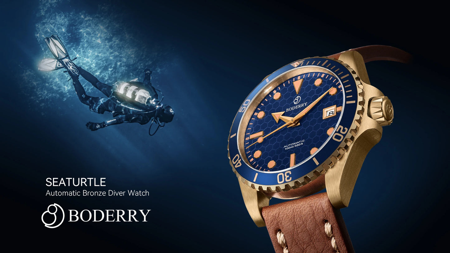Boderry Bronze Watch Seaturtle Titanium Diver Luxury Wristwatch Automatic Mechanical Wristwatch Sport 200M Waterproof Luminous