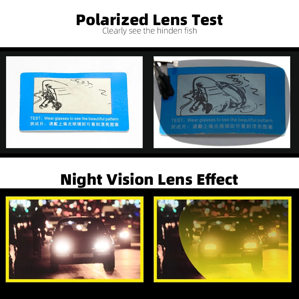 Klasické čtvercové sklopné nasazovací sluneční brýle pro muže, polarizované, pro noční vidění, pro řízení, UV400, pro ženy, fotochromatické sluneční brýle, nasazovací klipy