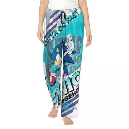 Custom Women Soniced Pajama Pants Printed Hedgehog Game Sleep Sleepwear Bottoms with Pockets