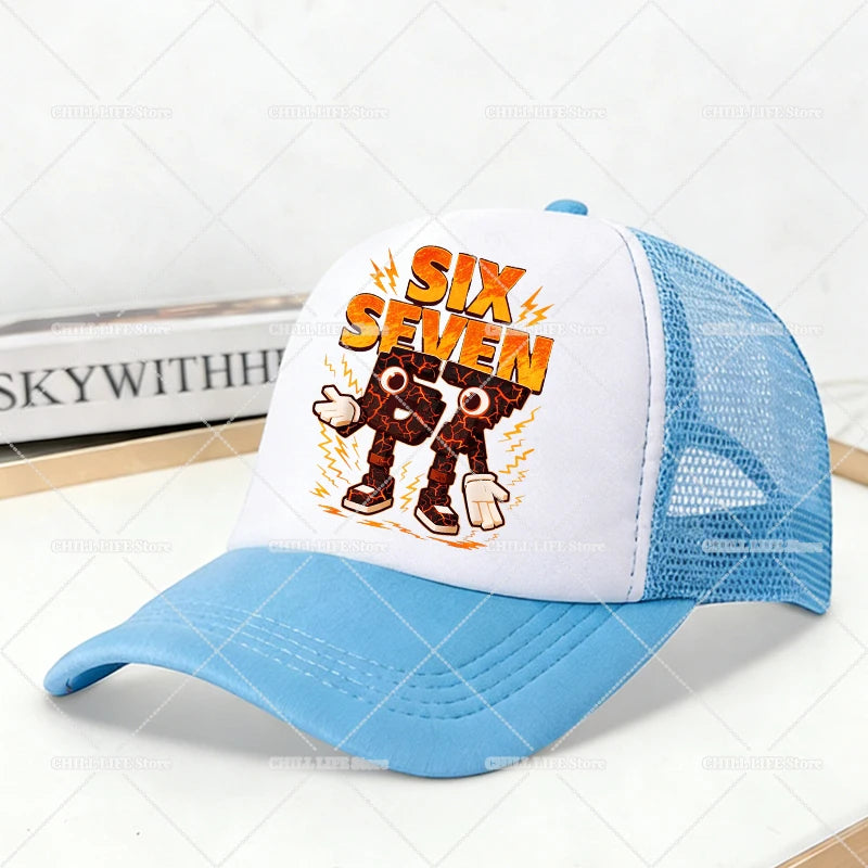 Steal A Brainrot Mesh Baseball Caps Cartoon 67 Six Seven Adult Kids Sports Hats Boys Girls Summer Outdoor Sunshade Peaked Caps