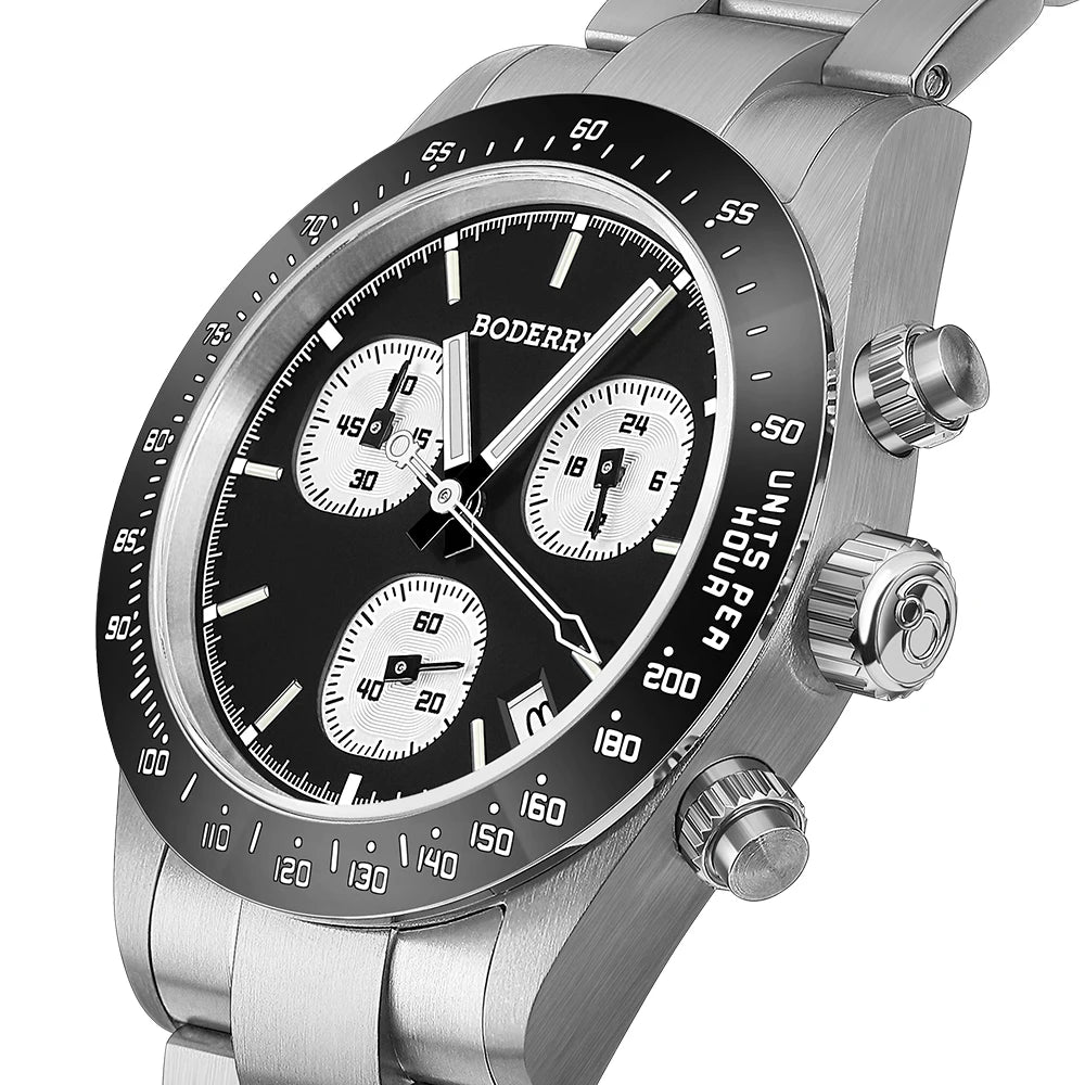 Boderry GOLDACE Titanium Chronograph Watch Mecha-Quartz Movement Luminous Business Wristwatch 100M Waterproof Clock