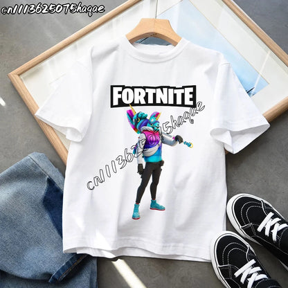 Summer New Fortnites Children T-shirts Cartoon Figure Graphic T-shirt Casual Sports Short Sleeves Sports Tops Kids Boys Clothing