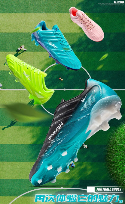 Chaussures de football Double Star Adult Youth AG : crampons antidérapants et résistants pour gazon artificiel et naturel, pour l'entraînement et les matchs, hommes et femmes