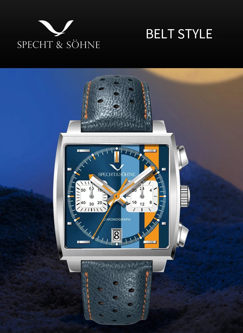 Specht&Sohne Men's Watch Luxury Brand Waterproof Stainless Steel Leather Japan VK Multifunctional Quartz Watch
