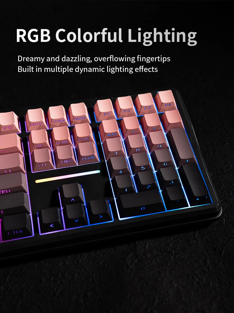 Teclado Bluetooth V108 Pro para oficina, bajo nivel de ruido, 2.4G, con cable e inalámbrico, diseño completo, membrana con retroiluminación RGB