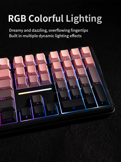 Teclado Bluetooth V108 Pro para oficina, bajo nivel de ruido, 2.4G, con cable e inalámbrico, diseño completo, membrana con retroiluminación RGB