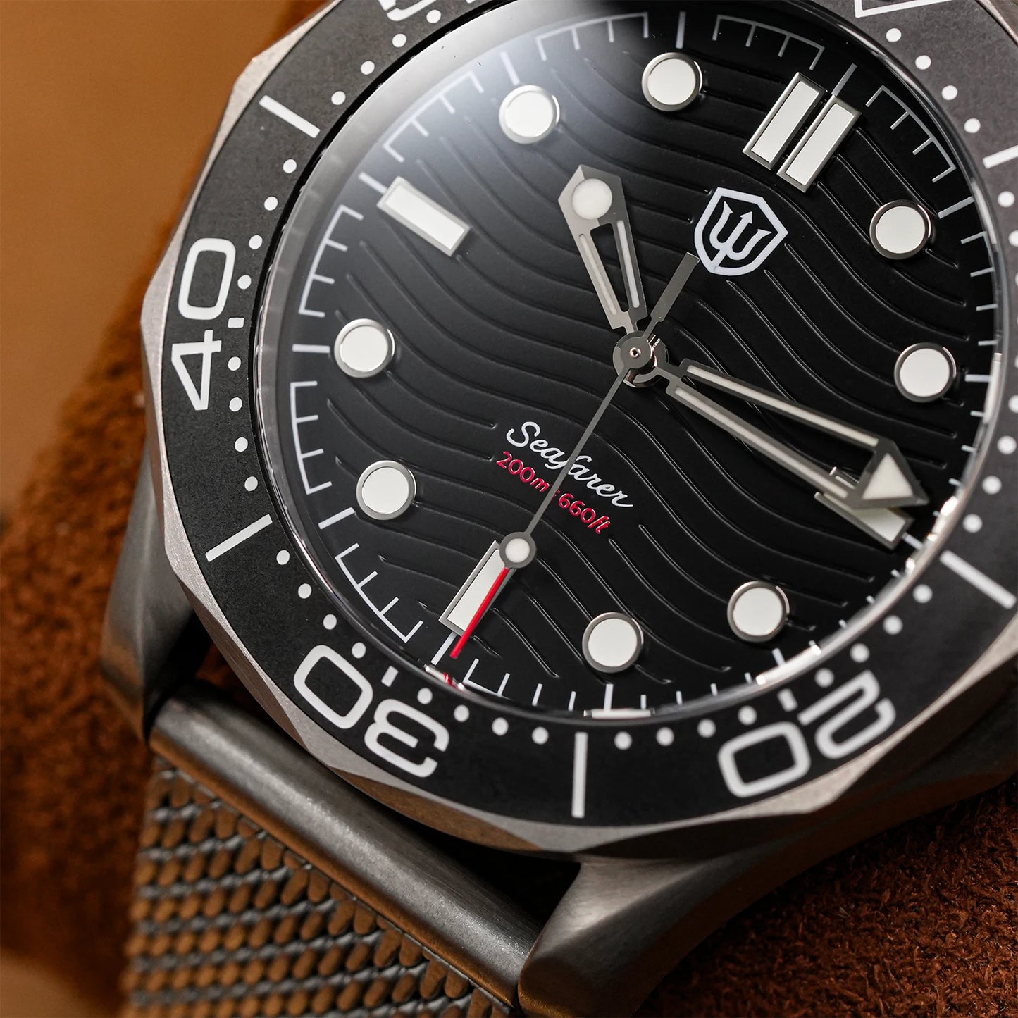 Watchdives 42mm Seafarer Grade 2 Titanium NTTD Dive Watch WD007Q V2 VH31 Sweep Second Quartz Movement Luminous Sapphire Watches