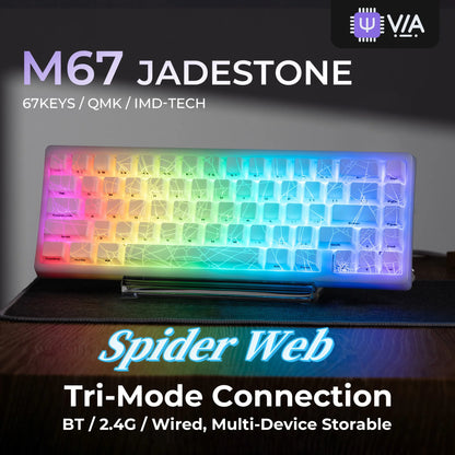 XVX Spider Web Keyboard M67 JadeStone With IMD-Tech Keycaps Tri-Mode Connection Custom RGB Backlight Keyboard 60%