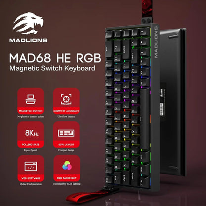 In Stock Mad60 Mad68 HE Mechanical Keyboard Magnetic Switch Customized RGB Gaming 8k Specialized Gaming Keyboards