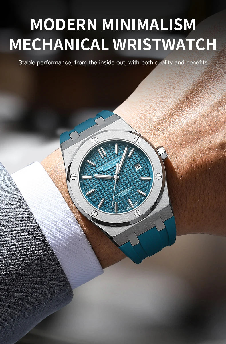 Specht&Sohne New 40MM Mechanical Watch For Men Grey Color Sports Wristwatch Japan Miyota 8215 Automatic Watch 50M Waterproof