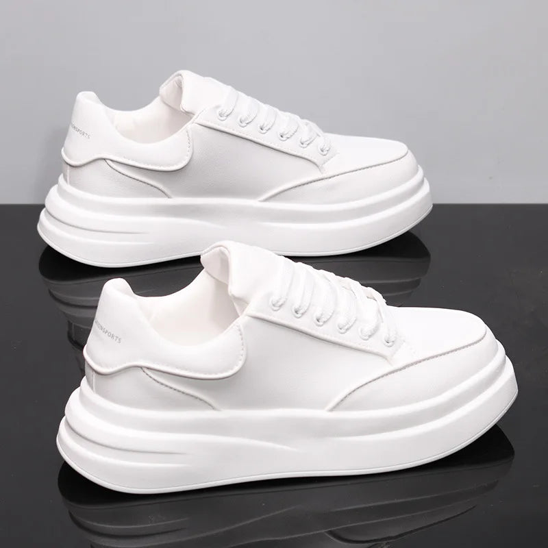 Sapatos brancos pequenos para casal, sapatos de homem, sapatos desportivos de mulher, ténis de homem, sapatos desportivos casuais com aumento de altura no interior