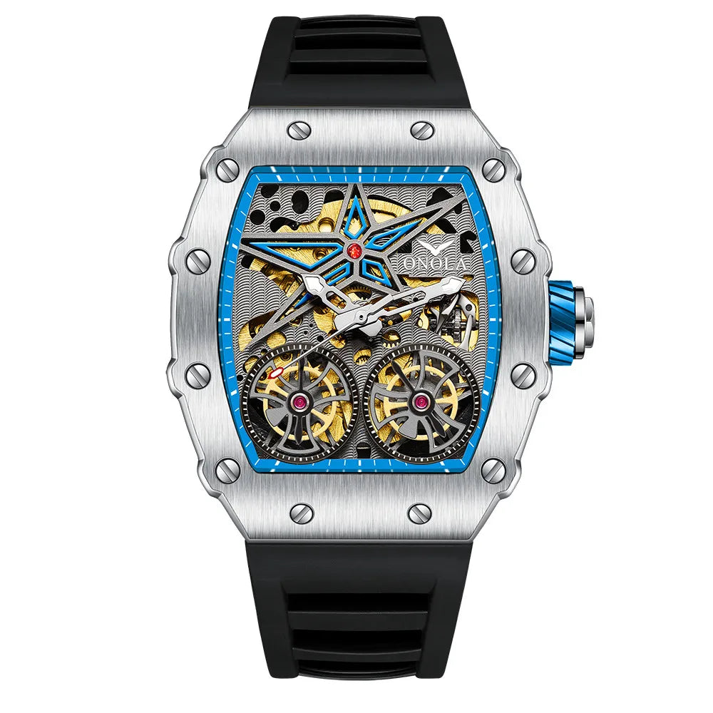 2022 New ONOLA Men Watch Automatic Mechanical Watch for Men Business Sport Wristwatch Luminous Waterproof Leather Belt Clock