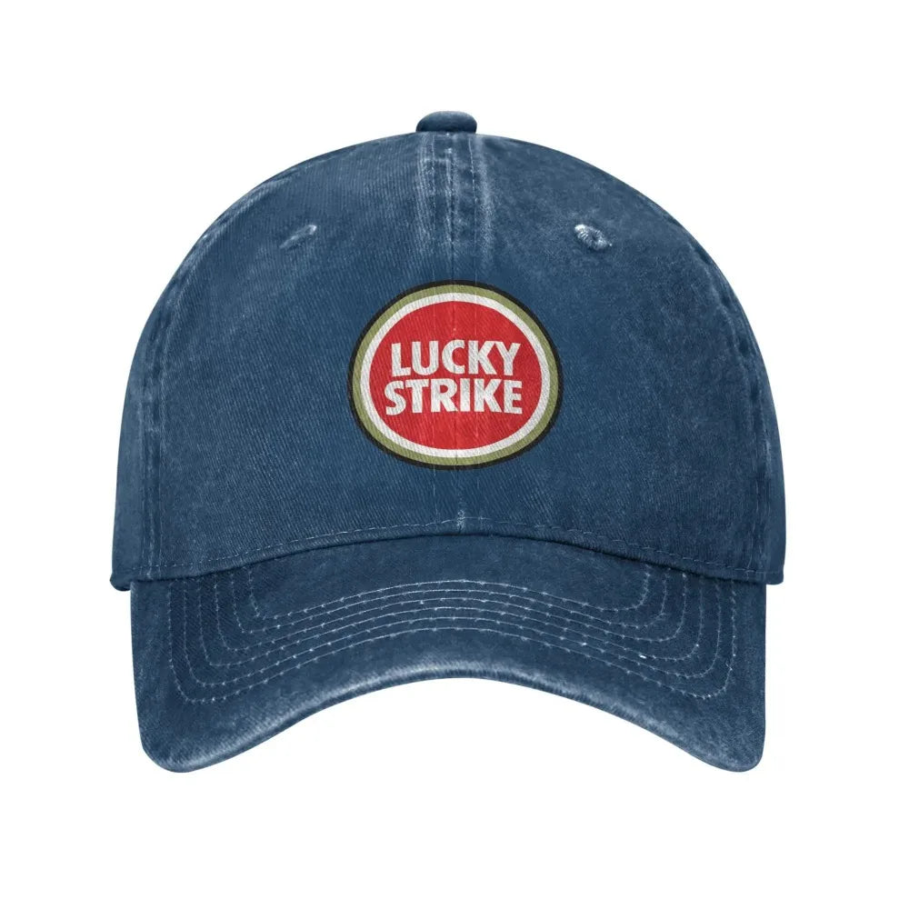 Lucky Strike Buchstaben Troye Sivan Musik Sport Retro Cowboy Washed Baseballkappen Herren Denim Street Tide Hut Wandern Herren Dad Cap