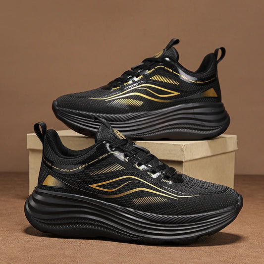 Zapatillas unisex de malla transpirable con suela gruesa amortiguada antideslizante para running, caminar y deporte diario casual