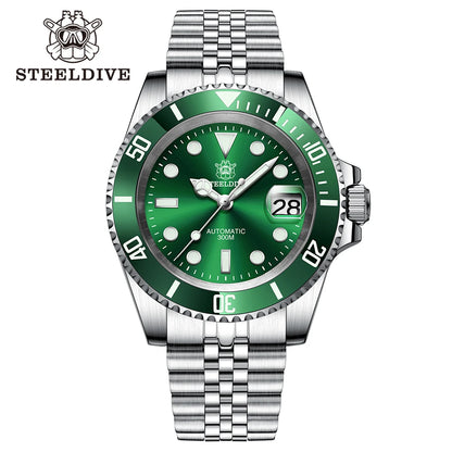 STEELDIVE SD1953 41MM Classic Water Ghost Calendar Magnifier NH35 Mechanical Movement BGW9 Super Luminous 30Bar Waterproof Watch
