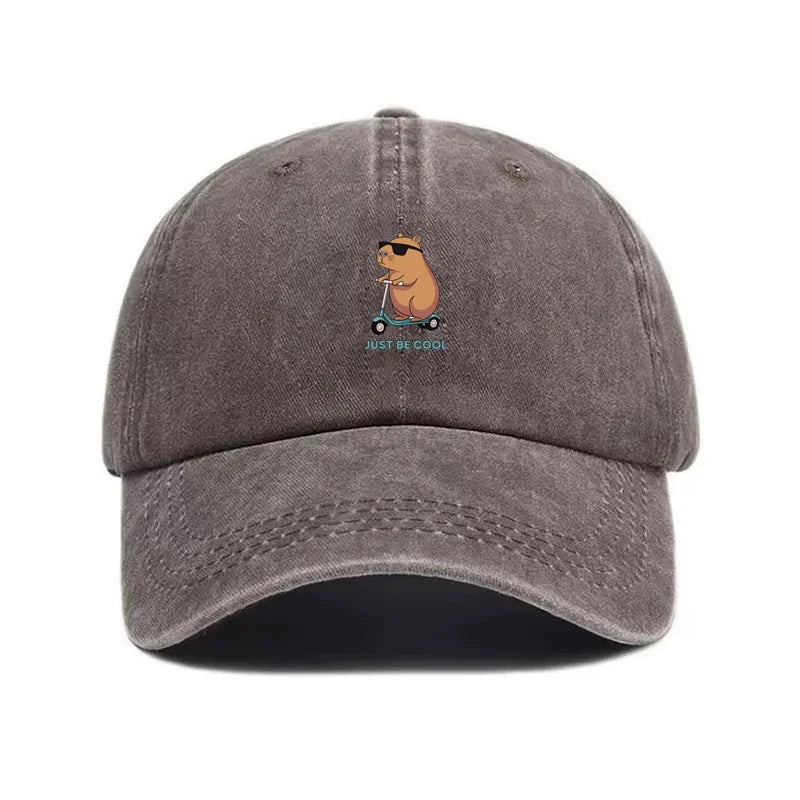 Capybara Cartoon Washed Cotton Baseball Cap For Men Women Embroidery Unisex Soft Hats Vintage Funny Animal Hat Cute Fashion Caps
