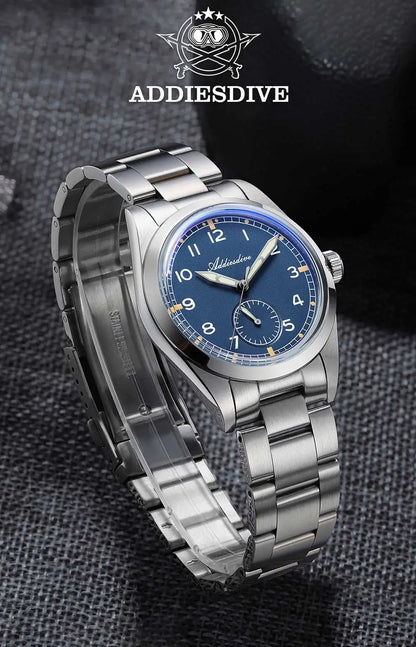 Reloj de cuarzo ADDIESDIVE de 36mm para hombre VH60, luminoso BGW9, cristal abombado tipo burbuja, cubierta de vidrio, resistente al agua 10Bar, acero inoxidable