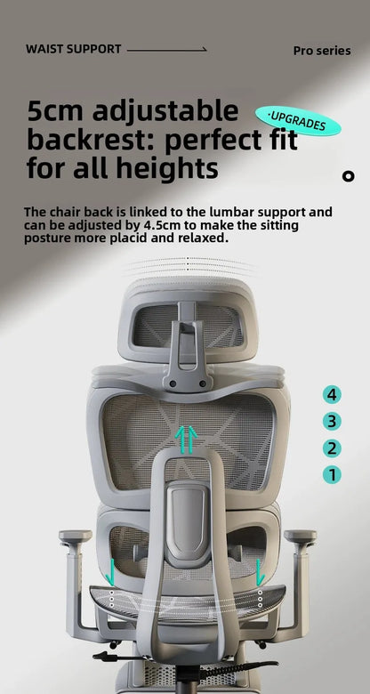 Breathable Ergonomic Office Computer Chair Reclining Gaming Chair Comfort Lumbar Support Long Sitting Adjustable Swivel Design