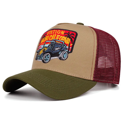 Modna czapka baseballowa z haftem orła dla mężczyzn i kobiet – letnia, oddychająca, z siateczką, z zatrzaskiem typu snapback, w stylu trucker