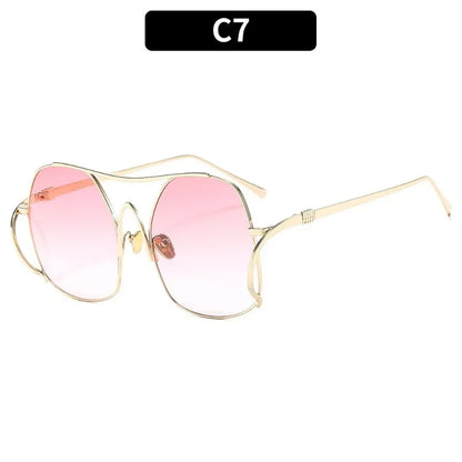 Y2k Polygon Oversized Sunglasses Women Luxury Brand Metal Sun Glasses Fashion Personality Outdoor Retro Eyeglassess Uv400 Men