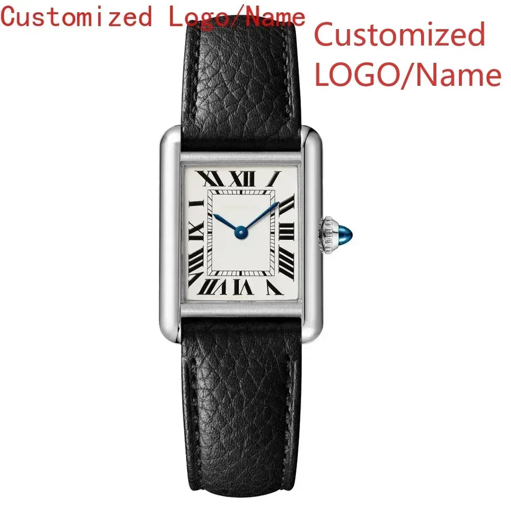 A11 Store Customized Watch  Mens Womens Quartz Movement Watches for Tanks Relogio Masculino Black Leather Female Ladies