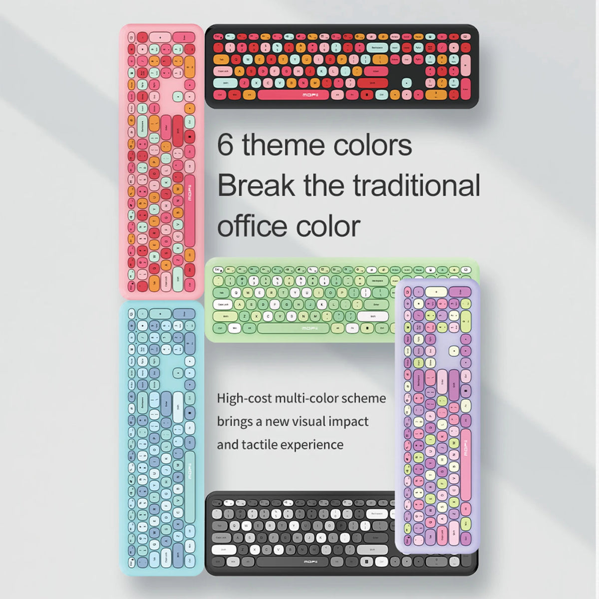 MOFii 1 Set 668 Wireless Keyboard and Mouse Combo, Gradient Keycaps Full Size Keyboard for Girls, 2.4G Plug and Play, US QWERTY
