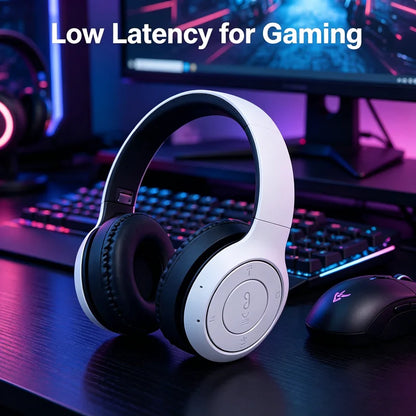 High Fidelity Bluetooth Wireless Headset, Clear Stereo Sound Over Ear Headphones with Built-in HD Mic, Stable Connection