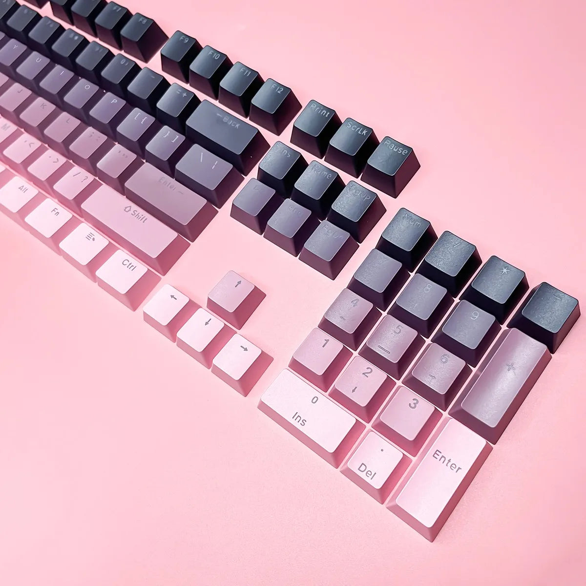 130 Keys Gradient Lucky Red RGB Backlit Shine Through Keycaps OEM Profile Double Shot PBT Keycaps for MX Switches Gamer Keyboard