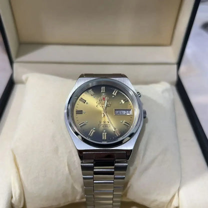 Unisex  Orient Mechanical Watch Steel Strap Folding Clasp Full Function World Time Watch Series 35MM
