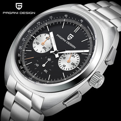PAGANI DESIGN 2026 Retro Luxury Men's Quartz Watches Sports Chronograph VK63 Watch For Men AR Sapphire Waterproof Leather Clock